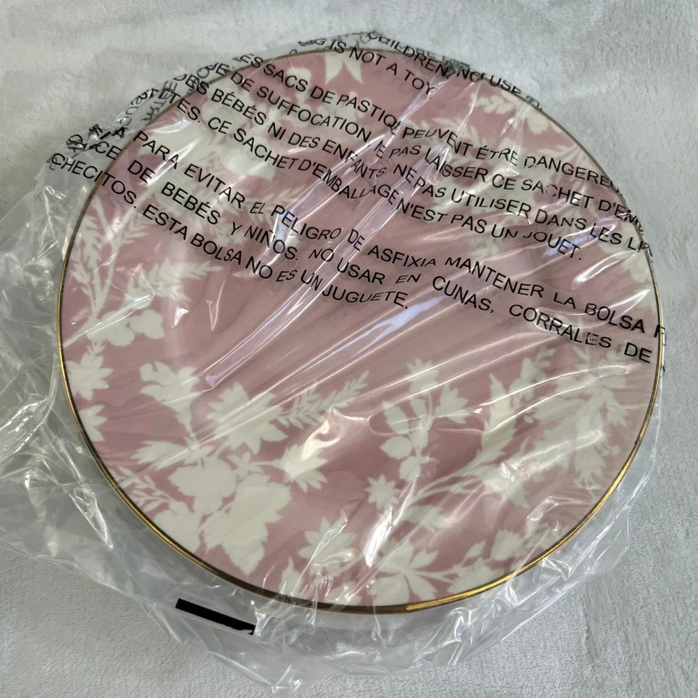 Pottery Barn Monique Lhuillier Rose Bouquet Salad Plates 8.5